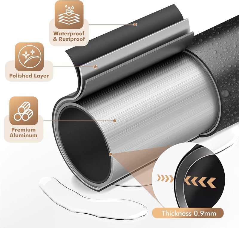 Bonpally Curved Shower Curtain Rod for Bathroom, 40-72 Inches Adjustable Curved Shower Rod, 0.9MM Aluminum Shower Curtain Rod with Rotating Brackets for Extra Shower Space, Need to Drill, Black - Image 4